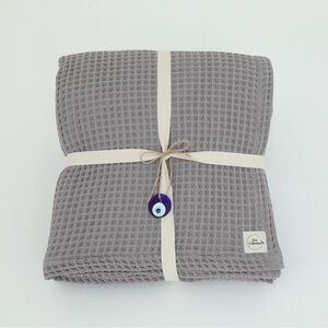 Waffle Bed Blanket - Charcoal King/Queen